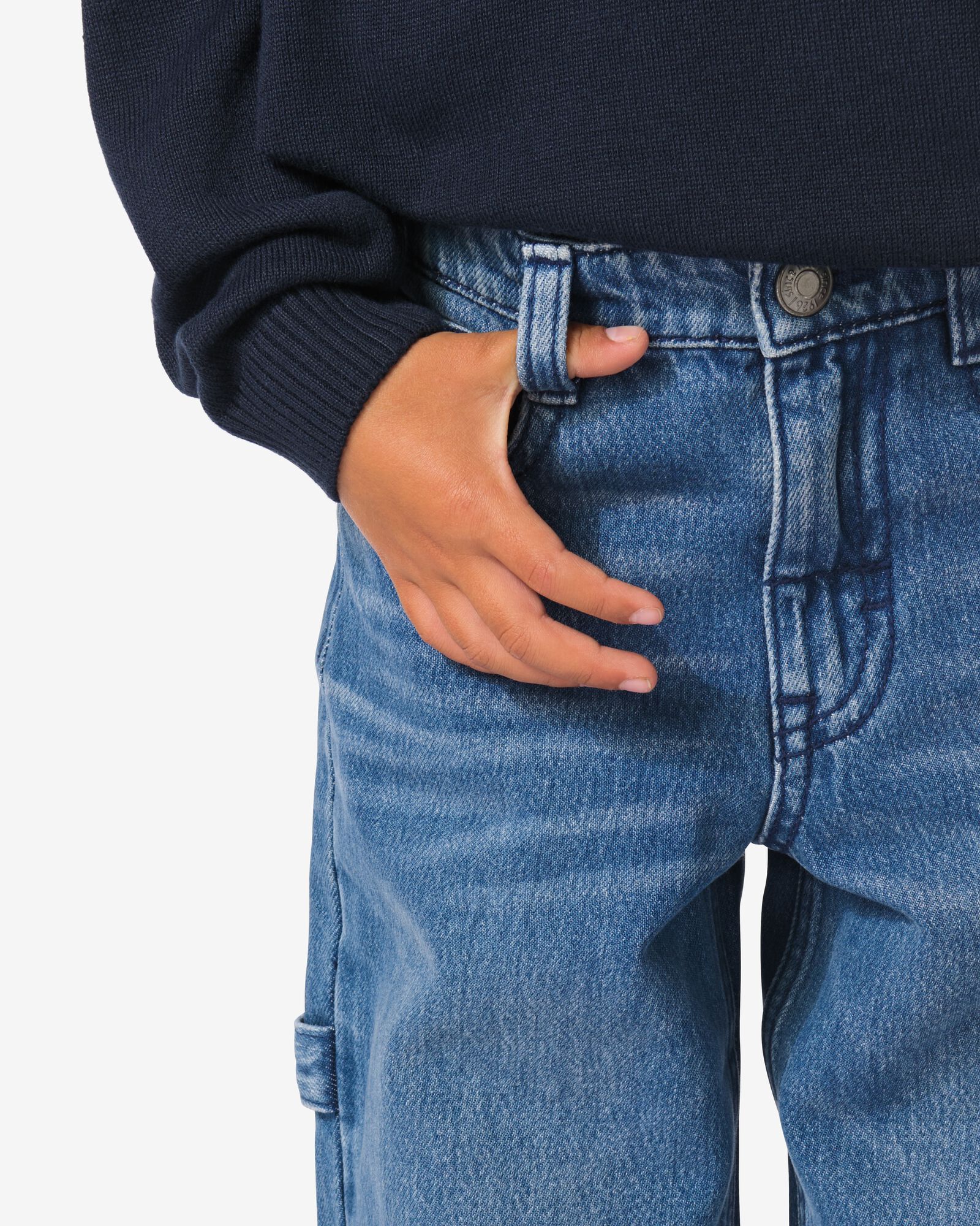 pantalon cargo enfant  bleu moyen bleu moyen - 30708614MIDBLUE - HEMA