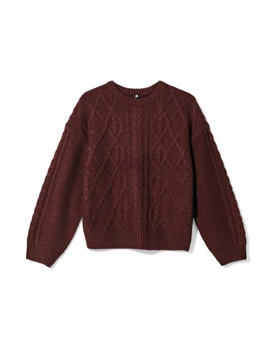 dames kabeltrui Helly bruin - 36204950BROWN - HEMA