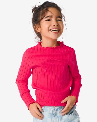 t-shirt enfant avec côtes rose 122/128 - 30832043 - HEMA