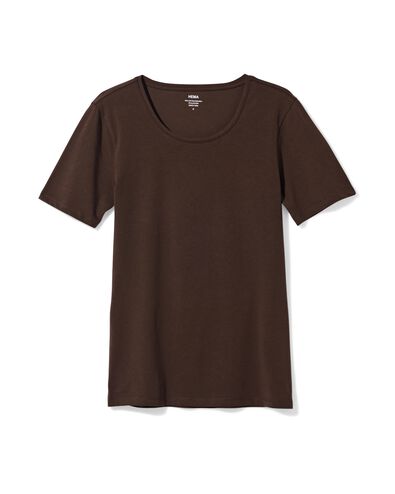 Damen-T-Shirt, enge Passform, Rundhals  braun braun - 36310320BROWN - HEMA