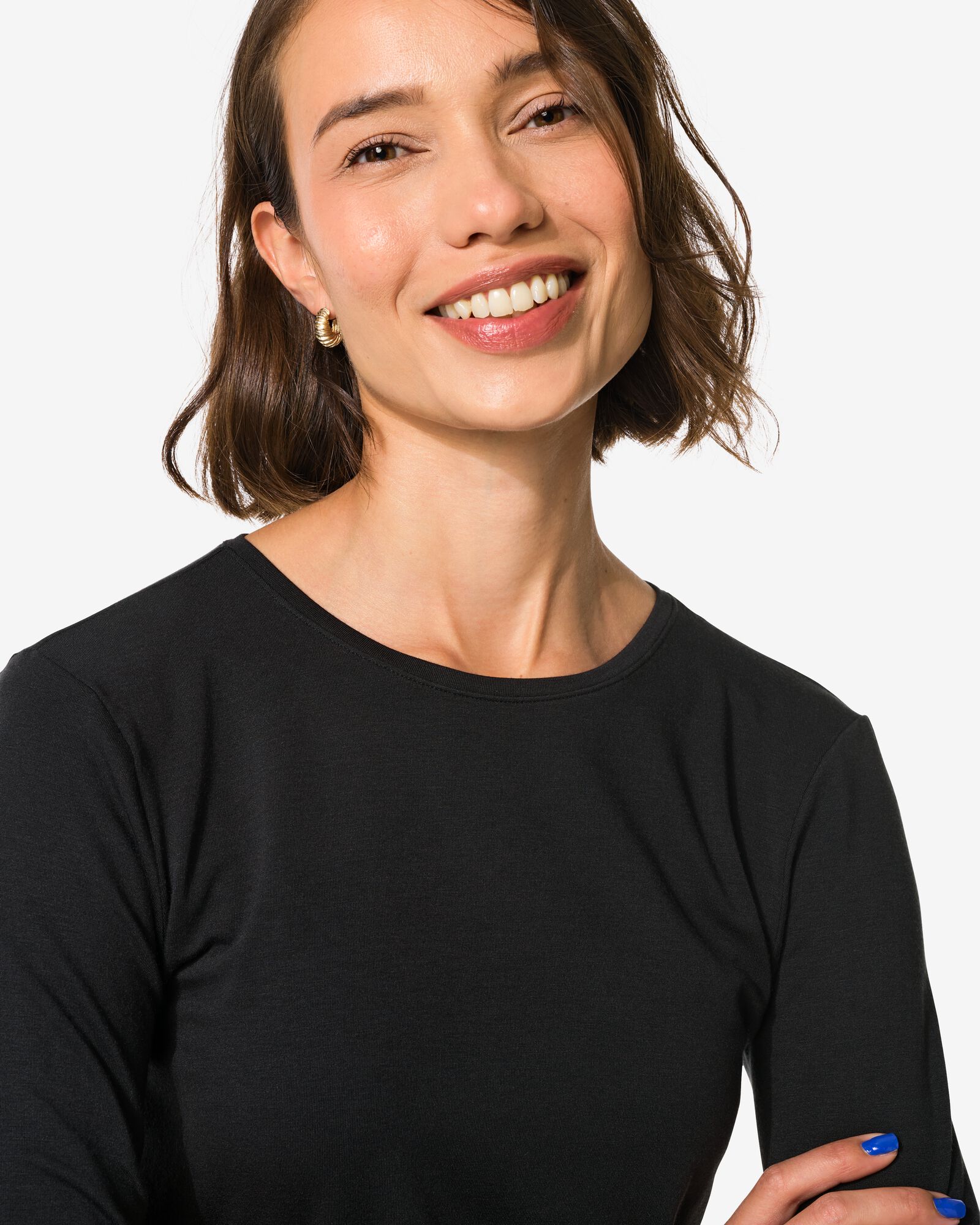 dames themo t-shirt ronde hals zwart zwart - 36363870BLACK - HEMA