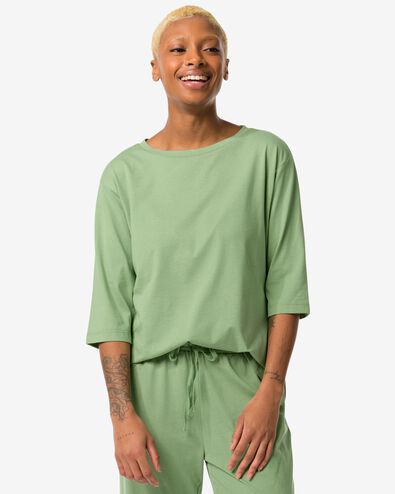 t-shirt de nuit femme avec coton  vert moyen S - 23430151 - HEMA