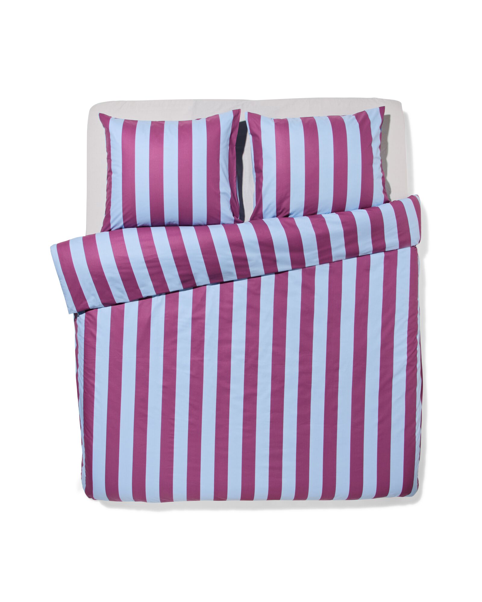 housse de couette 240x200/220cm coton doux ray&eacute; bleu-violet - 5720200 - HEMA