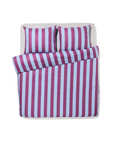 housse de couette 240x200/220cm coton doux ray&eacute; bleu-violet - 5720200 - HEMA