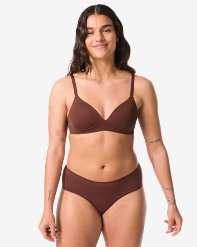 slip femme seconde peau microfibre marron fonc&eacute; - 19601114DARKBROWN - HEMA