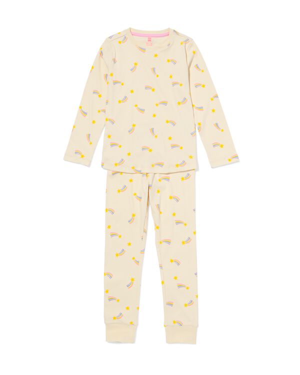 kinderpyjama rib sterren gebroken wit gebroken wit - 23001440OFFWHITE - HEMA