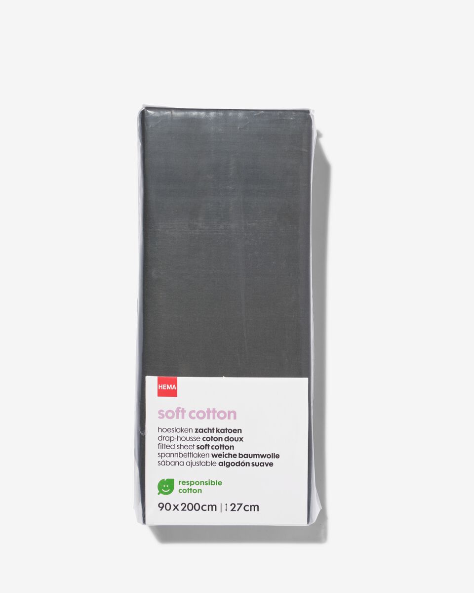drap-housse - coton doux gris foncé gris foncé - 1000014009 - HEMA