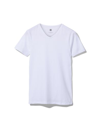 Herren-T-Shirt, Slim Fit, V-Ausschnitt weiß S - 34276823 - HEMA
