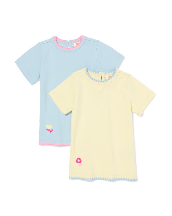 baby T-shirt rib - 2 stuks blauw blauw - 33085270BLUE - HEMA