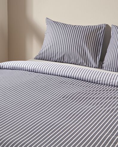 Bettwäsche, Soft Cotton, 240 x 200/220 cm, grau mit breiten/schmalen Streifen - 5770040 - HEMA