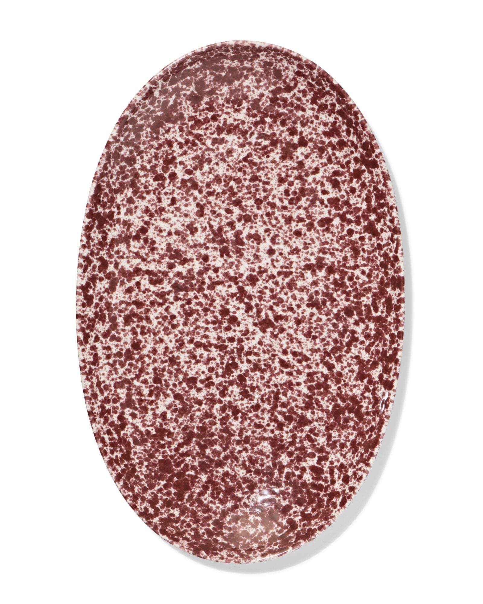 Servierschale 21 &times; 32 &times; 2 cm, Trend, Steingut, gesprenkelt, weinrot - 9650363 - HEMA