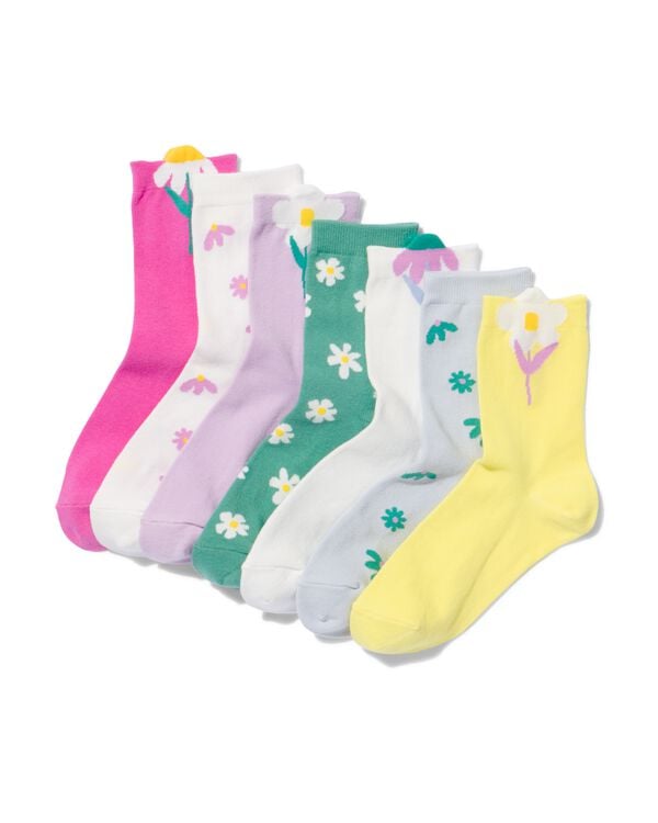 7 paires de chaussettes avec coton fleur pointures 36-41 boîte cadeau - 61110069 - HEMA