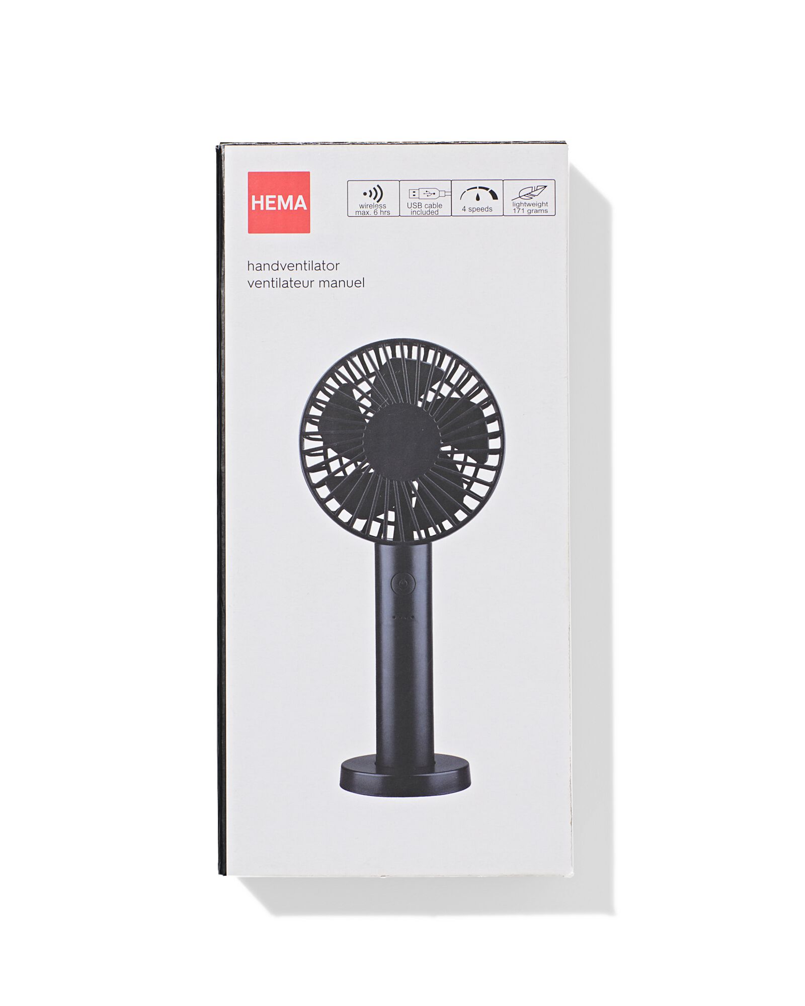 ventilateur &agrave; main ⌀11,5x23,5cm noir - 80200037 - HEMA