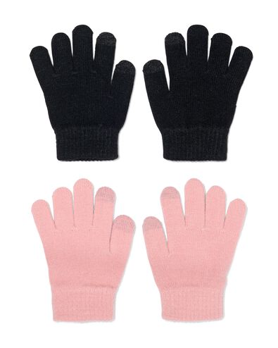 2 paires de gants enfant en maille pour écran tactile rose 122/140 - 16711532 - HEMA