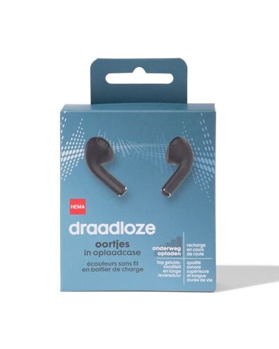 draadloze oortjes in oplaadcase zwart - 39680050 - HEMA