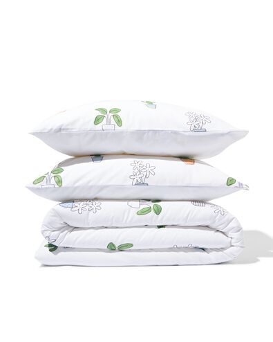 housse de couette coton doux 240x200/220 plantes blanc - 5790208 - HEMA