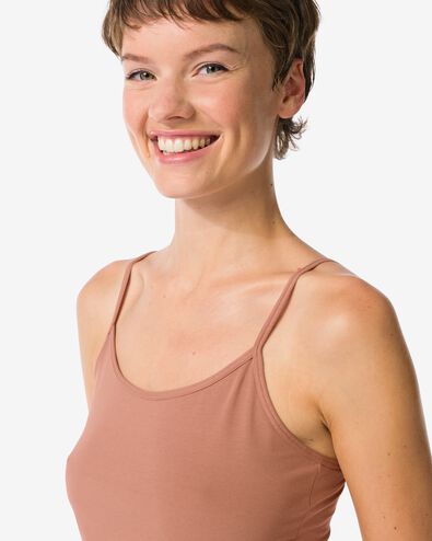 d&eacute;bardeur femme &agrave; bretelles spaghetti coton confort parfait marron clair marron clair - 19631365LIGHTBROWN - HEMA