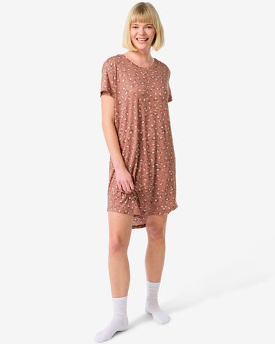 chemise de nuit femme micro animaux marron clair marron clair - 23498725LIGHTBROWN - HEMA