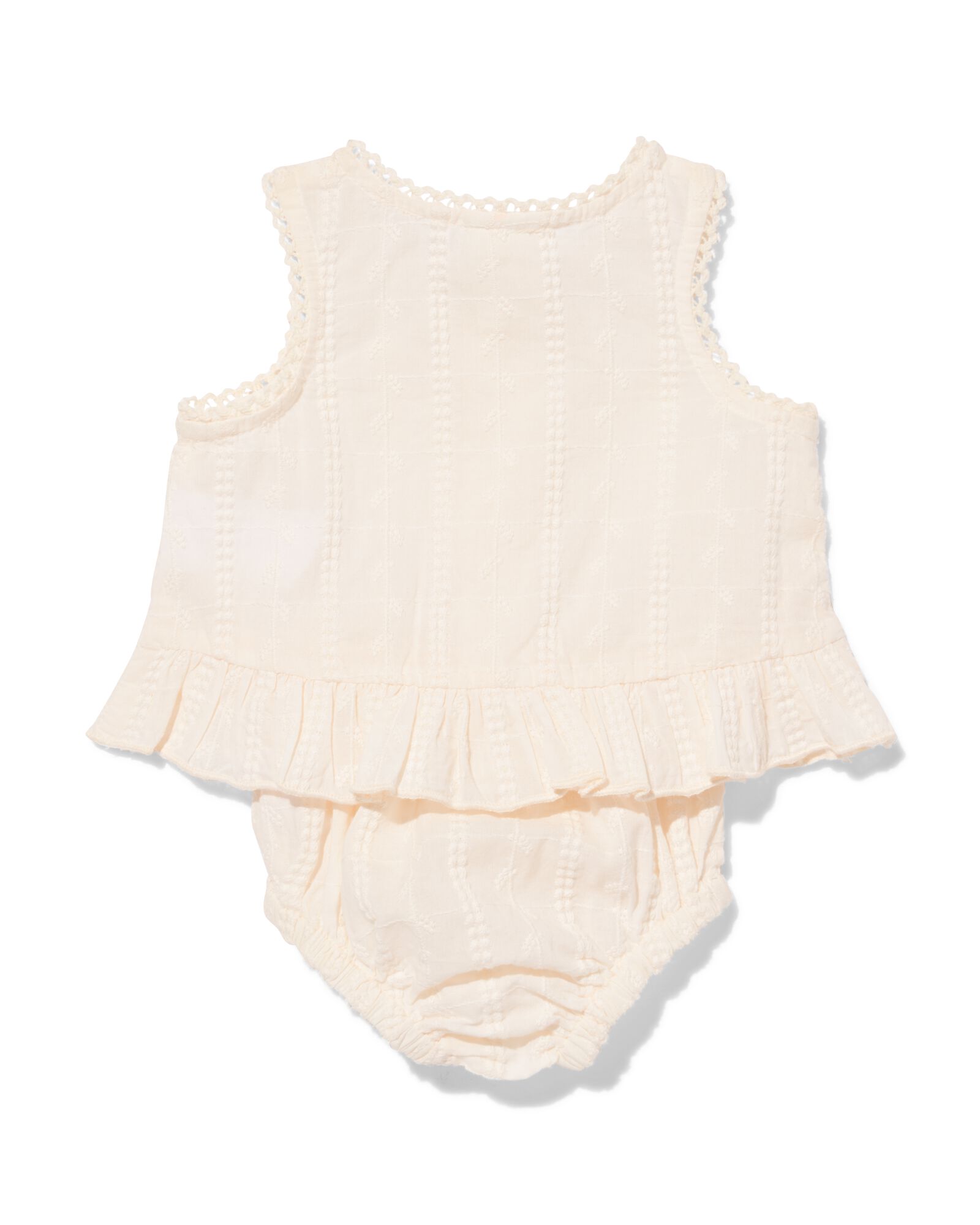 newborn kledingset geborduurd knopen volant ecru ecru - 33452820ECRU - HEMA
