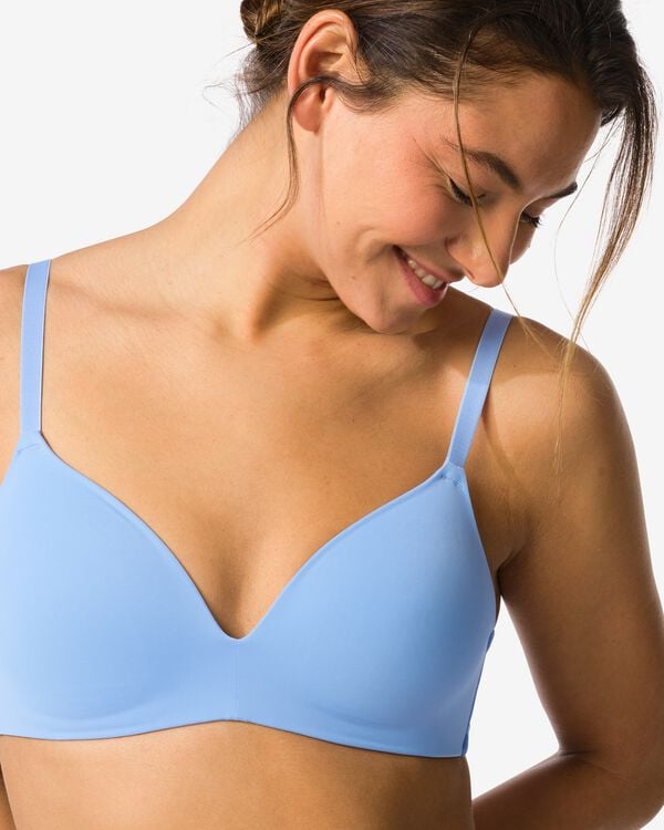 soutien-gorge pr&eacute;form&eacute; sans armatures micro bleu bleu - 21805740BLUE - HEMA