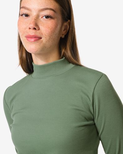 dames T-shirt Clara rib groen - 36302440GREEN - HEMA