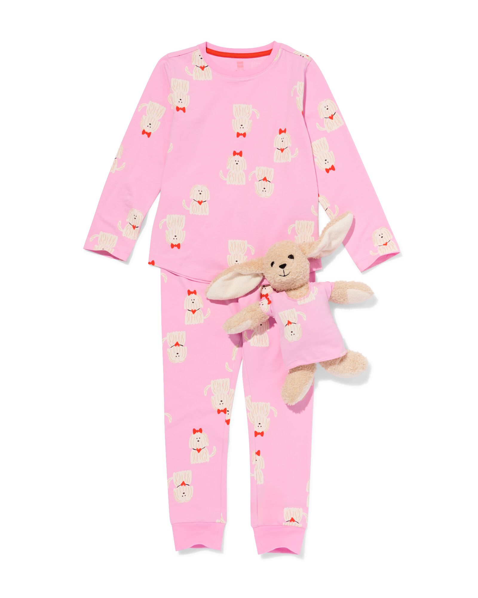 Kinderpyjama mit Puppenpyjama Hunde rosa rosa - 23000440PINK - HEMA
