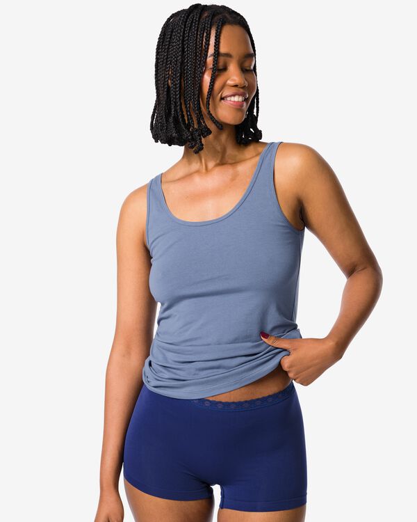 damesboxer naadloos micro met kant donkerblauw donkerblauw - 19641604DARKBLUE - HEMA