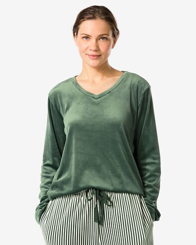 Damenshirt aus Samt dunkelgr&uuml;n - 23401030DARKGREEN - HEMA