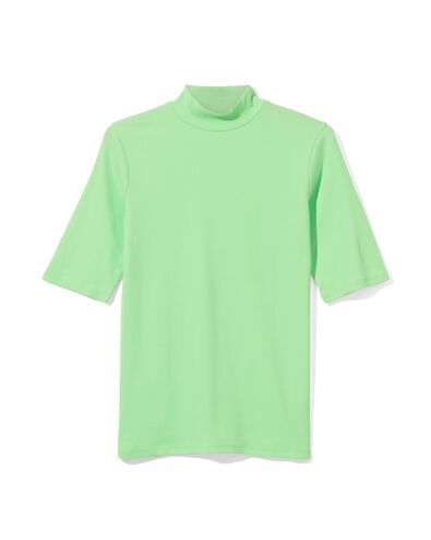 dames t-shirt Clara rib groen S - 36254851 - HEMA