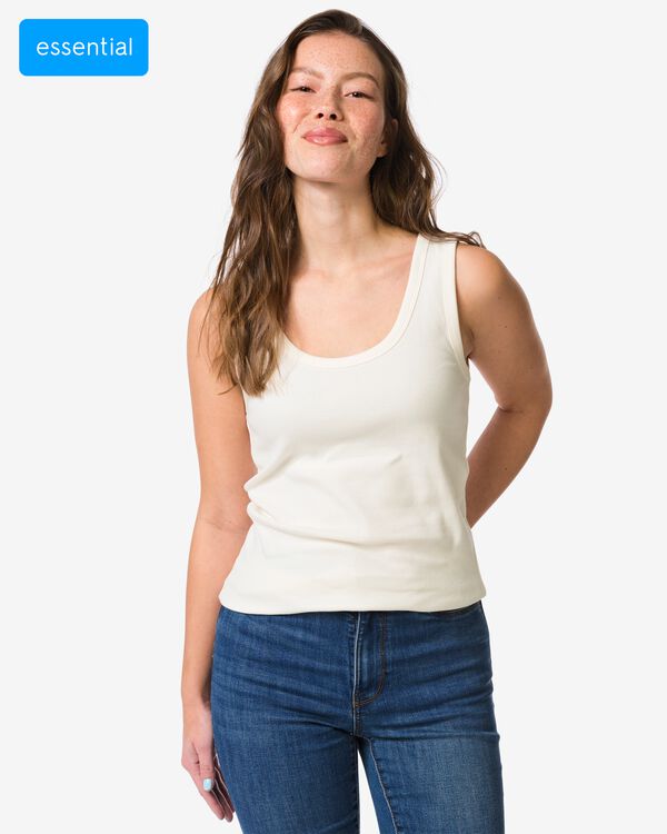 dames singlet Anouk met ribbels wit wit - 1000031338 - HEMA