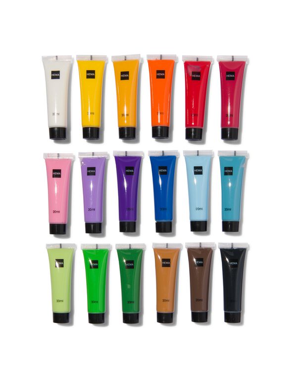 couleurs de base peinture acrylique 18 x 20&nbsp;ml - 60720082 - HEMA
