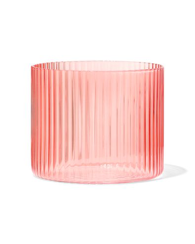 glas voor geurkaars ⌀10x8.5cm ribbel oranje - 13507538 - HEMA