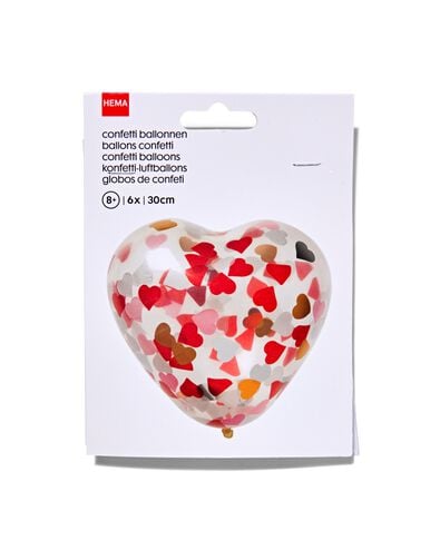 confettiballonnen hart 30 cm - 6 stuks - 14280138 - HEMA