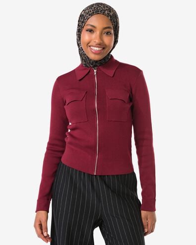 Damen-Strickjacke Ivory bordeauxrot bordeauxrot - 36206520BURGUNDYRED - HEMA