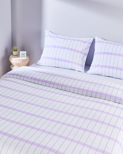 housse de couette en coton doux 200x200/220 blocs lilas - 5760135 - HEMA