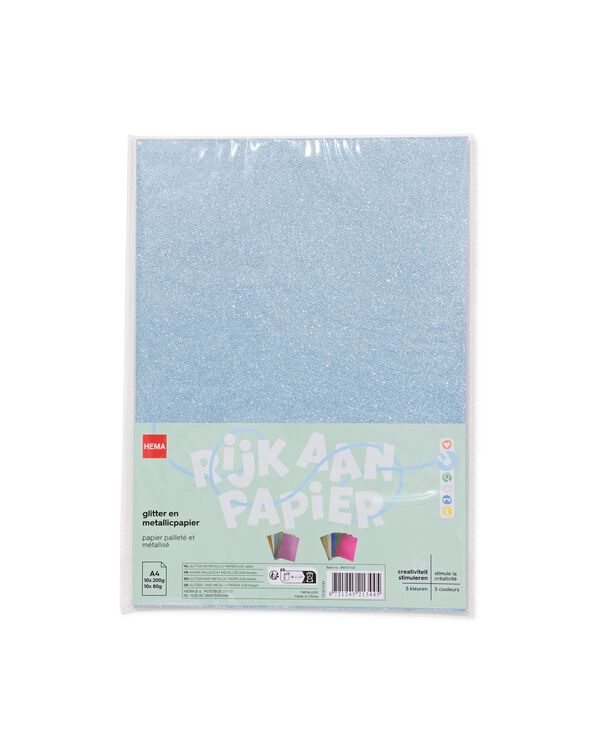 glitter en metallicpapier A4 - 20 stuks - 15900154 - HEMA