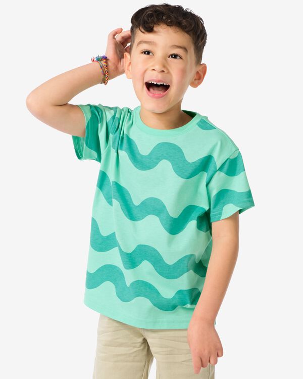 Kinder-T-Shirt, Wellenmuster grün grün - 30791501GREEN - HEMA