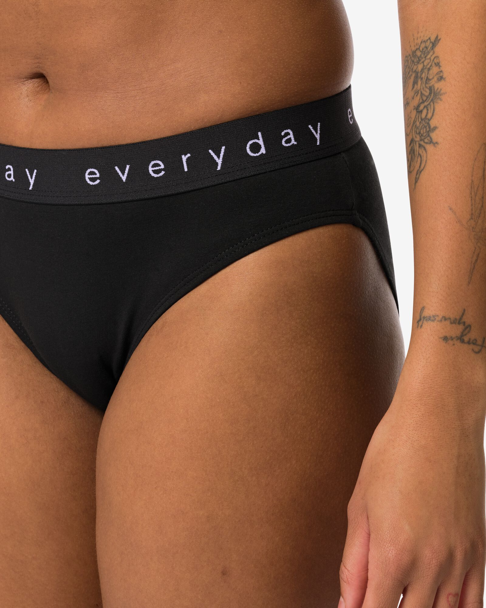 damesslip katoen everyday tailleband zwart - 19680144BLACK - HEMA