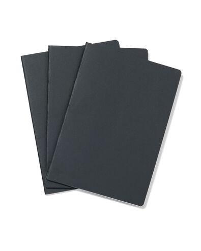 3 cahiers A5 lign&eacute;s noir - 14122249 - HEMA