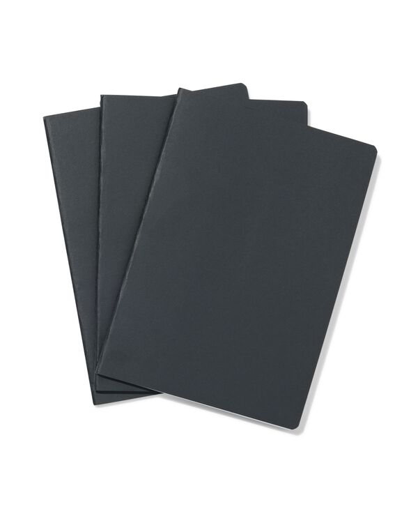 3 cahiers A5 lign&eacute;s noir - 14122249 - HEMA