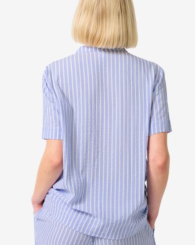 dames pyjamatop seersucker blauw - 23410502BLUE - HEMA