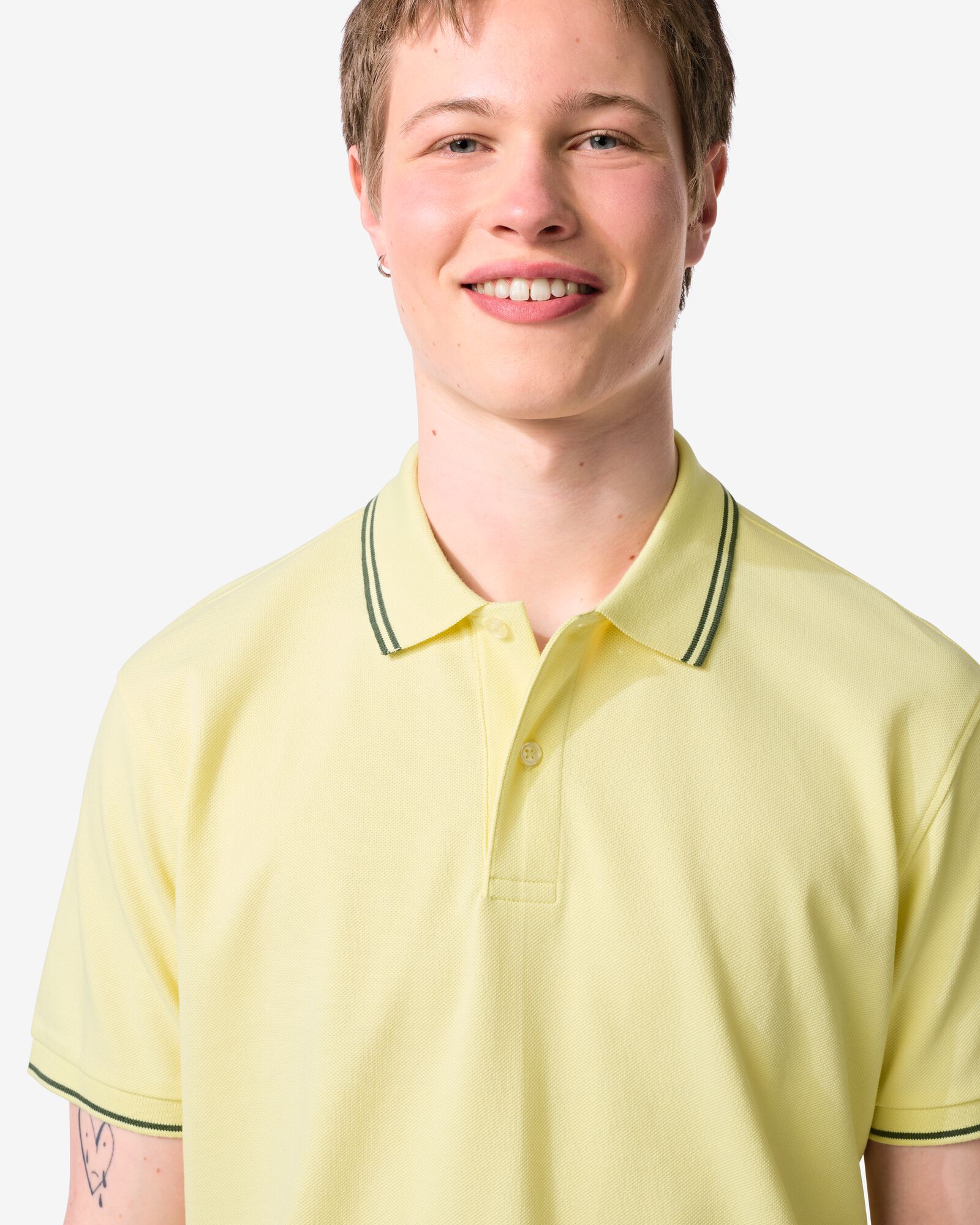 polo homme Denton piqu&eacute; jaune p&acirc;le jaune p&acirc;le - 2140560LIGHTYELLOW - HEMA