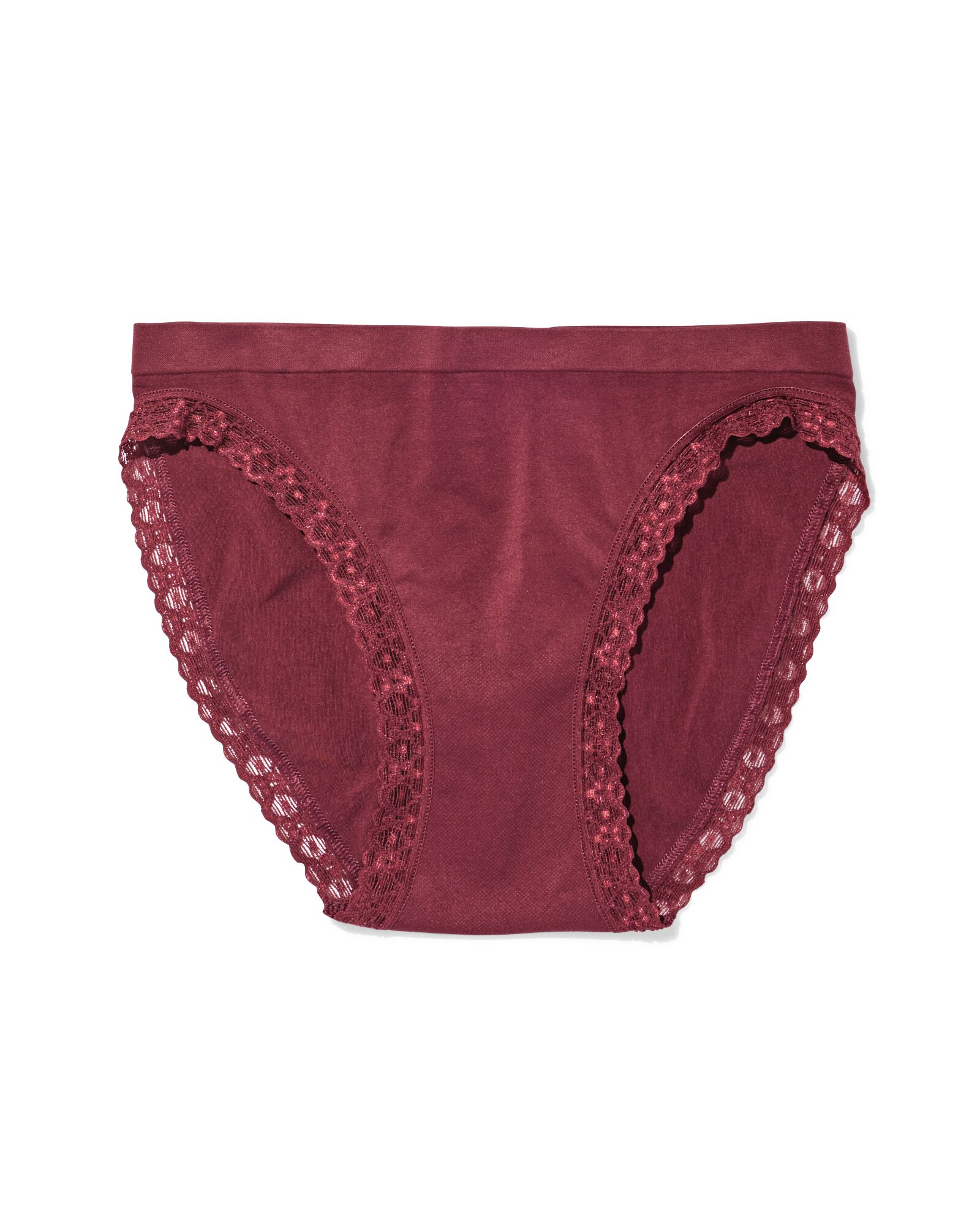 damesslip naadloos micro met kant bordeauxrood - 19631414BURGUNDYRED - HEMA
