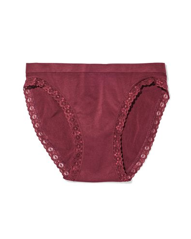 damesslip naadloos micro met kant bordeauxrood - 19631414BURGUNDYRED - HEMA