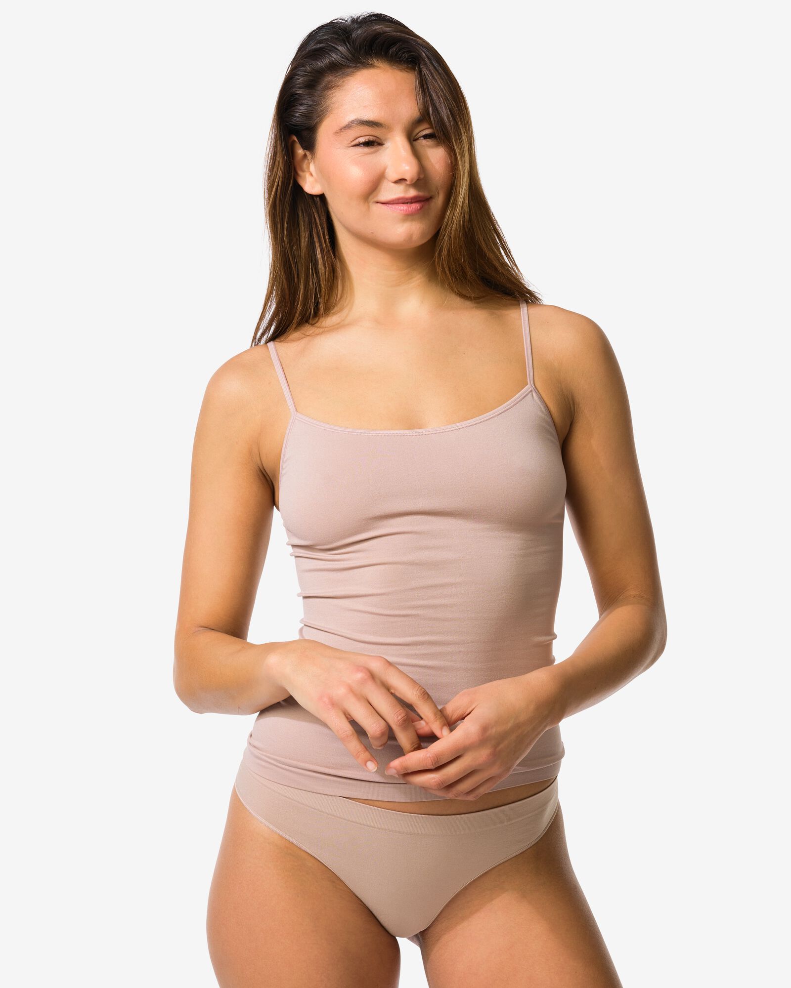 damesstring naadloos micro beige beige - 19607620BEIGE - HEMA