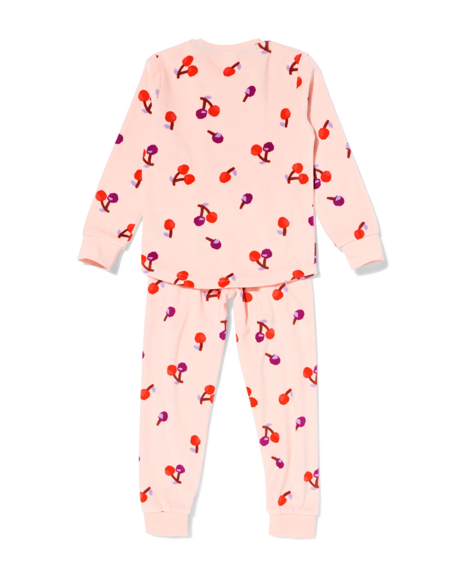 kinderpyjama velours kers roze roze - 23001240PINK - HEMA