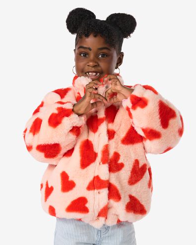 kinderjas teddy hartjes roze roze - 30852944PINK - HEMA