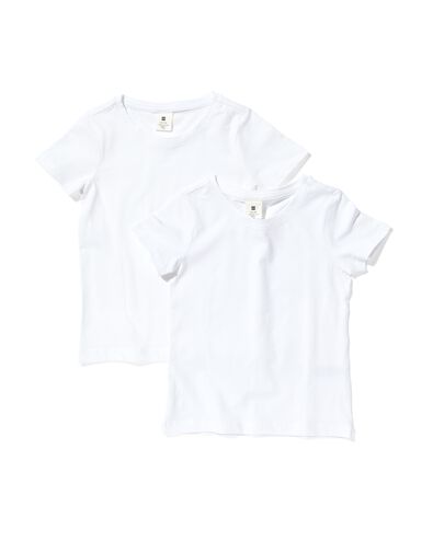 2 t-shirts enfant coton biologique blanc 146/152 - 30835765 - HEMA
