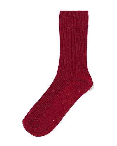 chaussettes côtelées pailletées pour femmes rouge foncé rouge foncé - 4280655DARKRED - HEMA