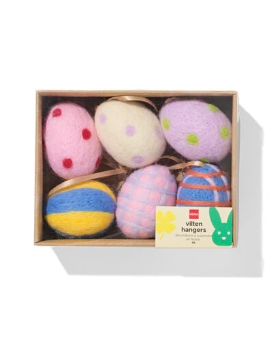 d&eacute;corations &agrave; suspendre de P&acirc;ques feutre &oelig;uf - 6 pi&egrave;ces - 25800063 - HEMA